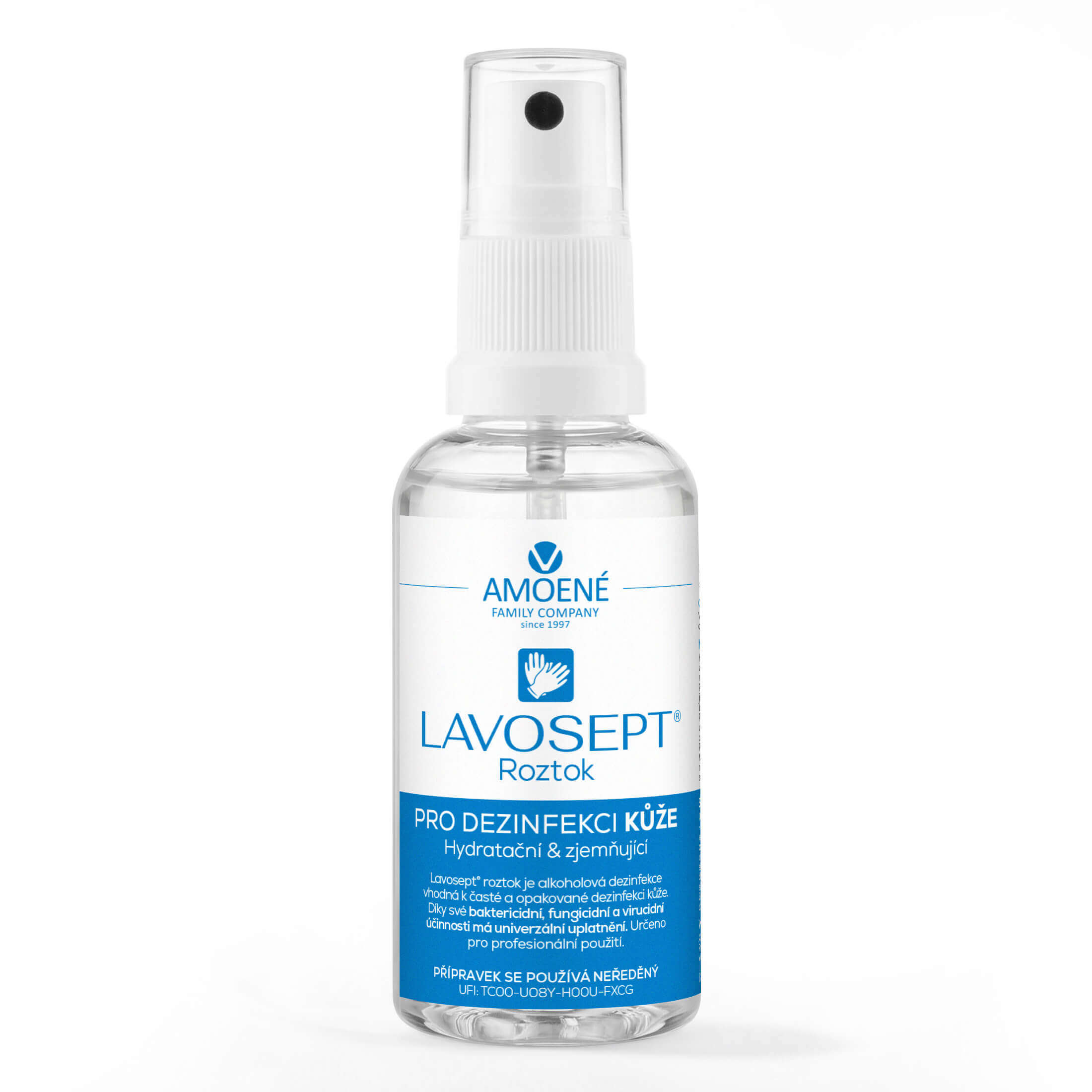 Amoené LAVOSEPT® Roztok bez vůně, 50 ml - Hydratační dezinfekce do kapsy