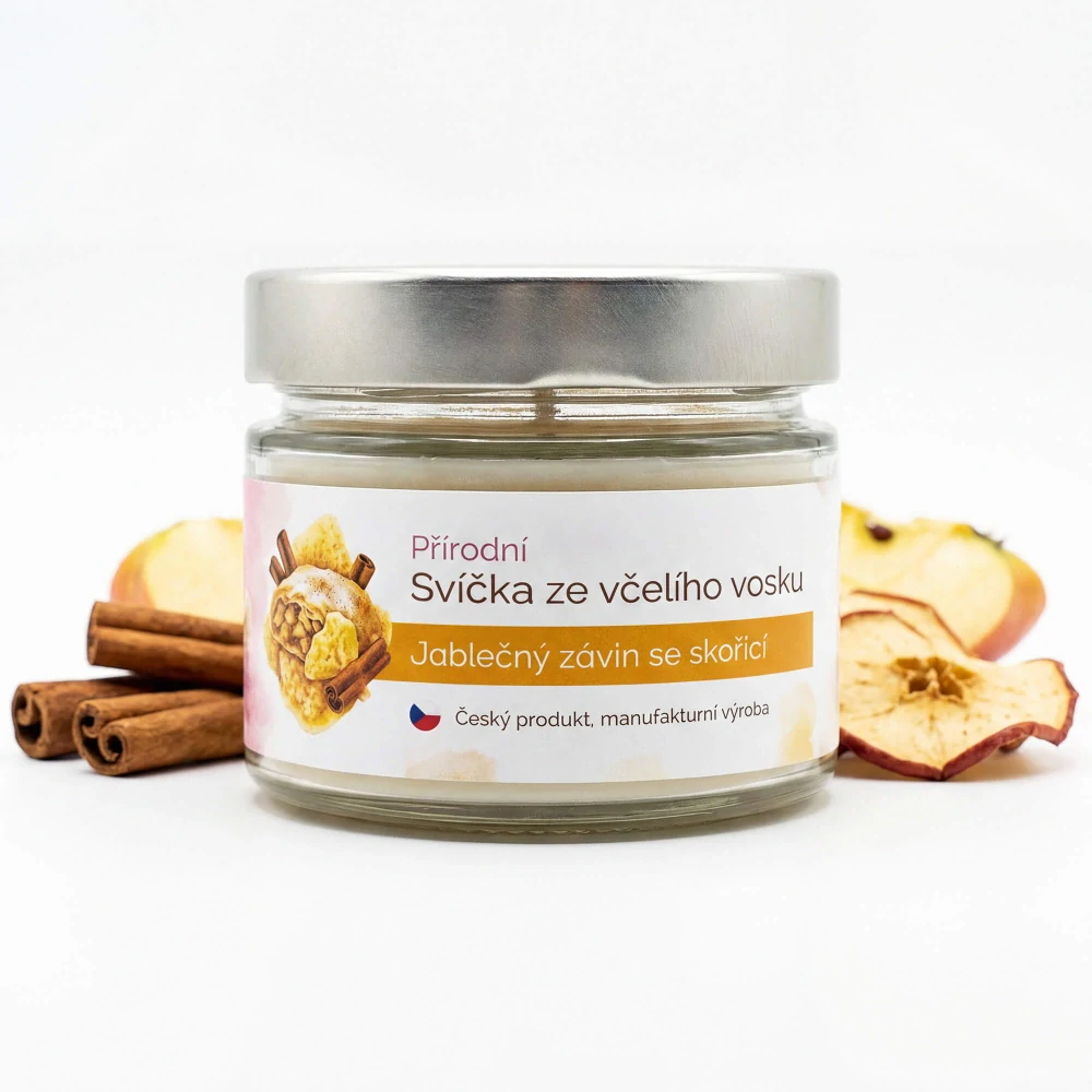 Přírodní květinová vonná svíčka -  Jablečný závin se skořicí 290 ml